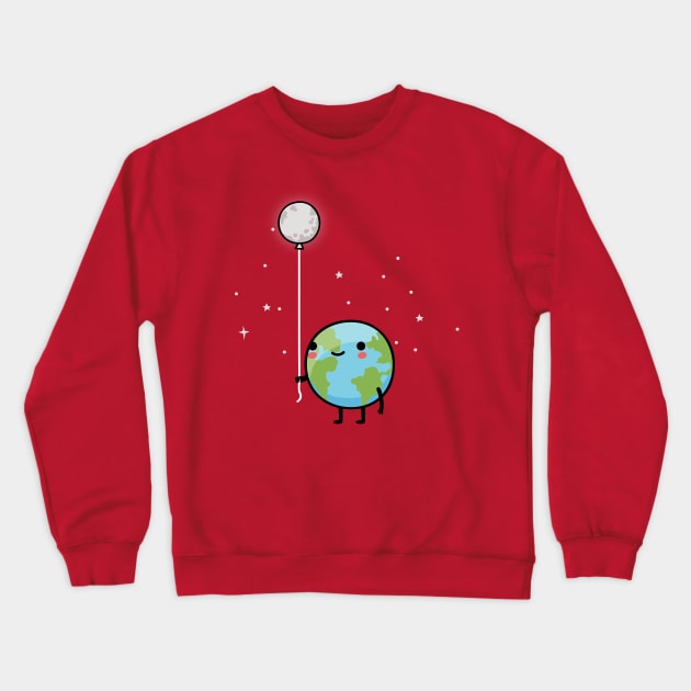 Earth and Moon Crewneck Sweatshirt by wawawiwa